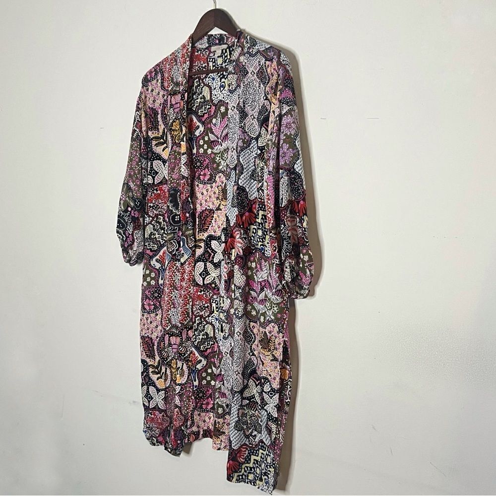 Loft Floral Print Boho Open Front Lightweight Duster Kimono - Picture 2 of 8